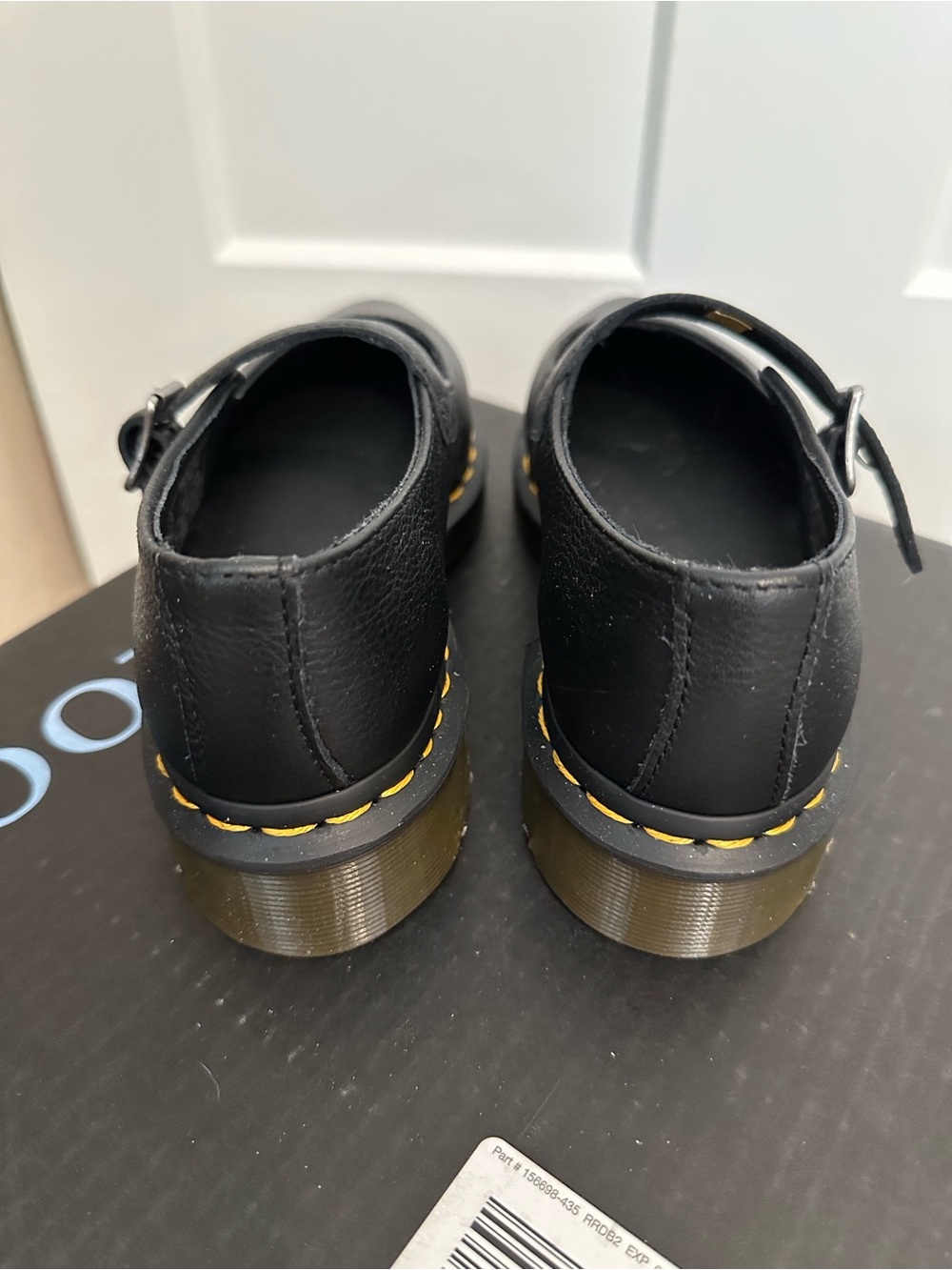 Dr. Martens Black Mary Jane Shoes with Yellow Stitching - Picture 5 of 6